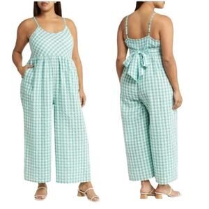 Women's Green Gingham Jumpsuit